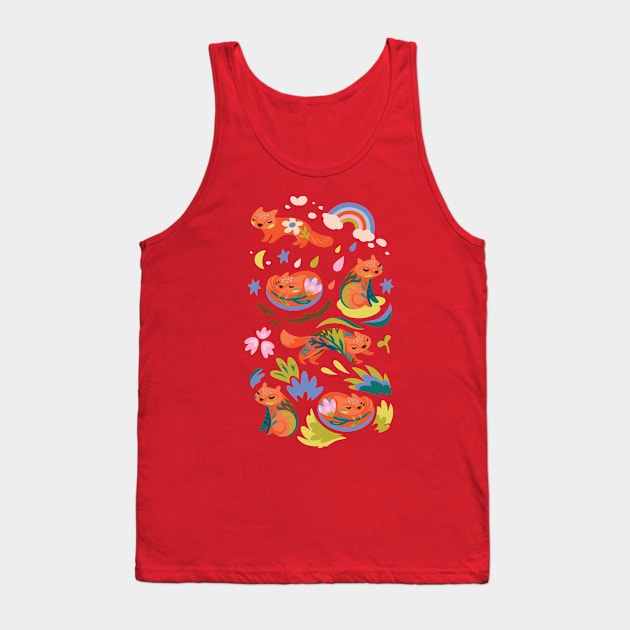 Floral foxes Tank Top by PenguinHouse